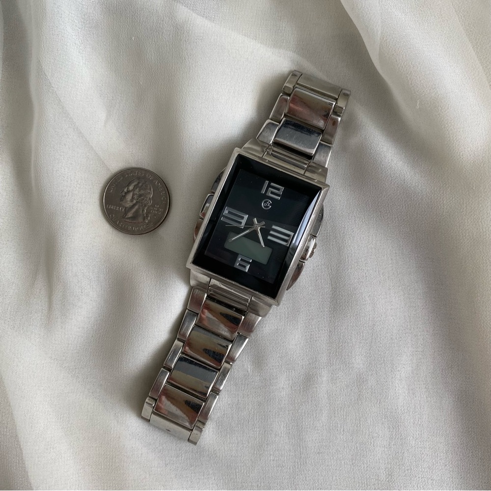 VTG Chunky Silver Rectangular Stainless Steel Wat… - image 5